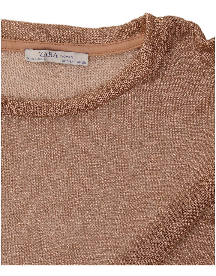 Top Zara da donna a maniche lunghe UK 16 grande oro