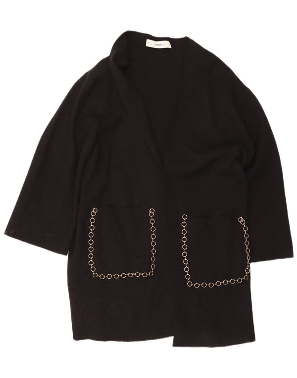 Maglione cardigan aperto lungo da donna Zara UK 16 grande nero