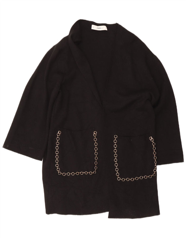Maglione cardigan aperto lungo da donna Zara UK 16 grande nero