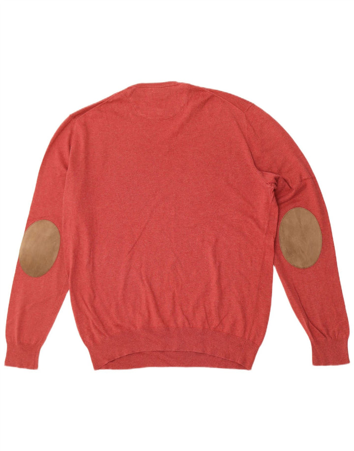 Massimo Dutti Maglione da uomo con scollo a V XL in cotone rosso