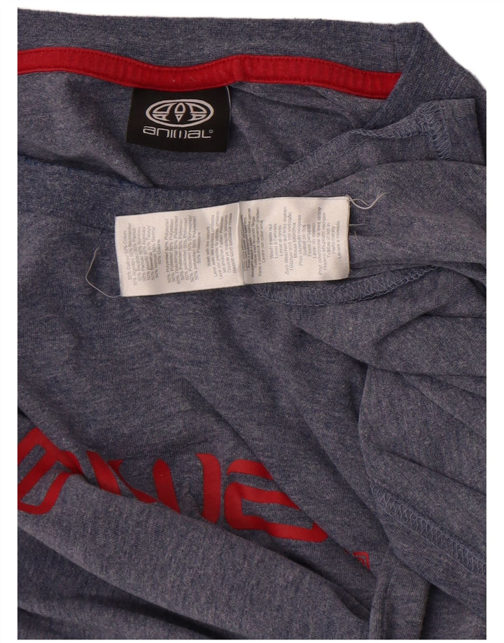 Top grafico da uomo con stampa animalier manica lunga XL in cotone blu