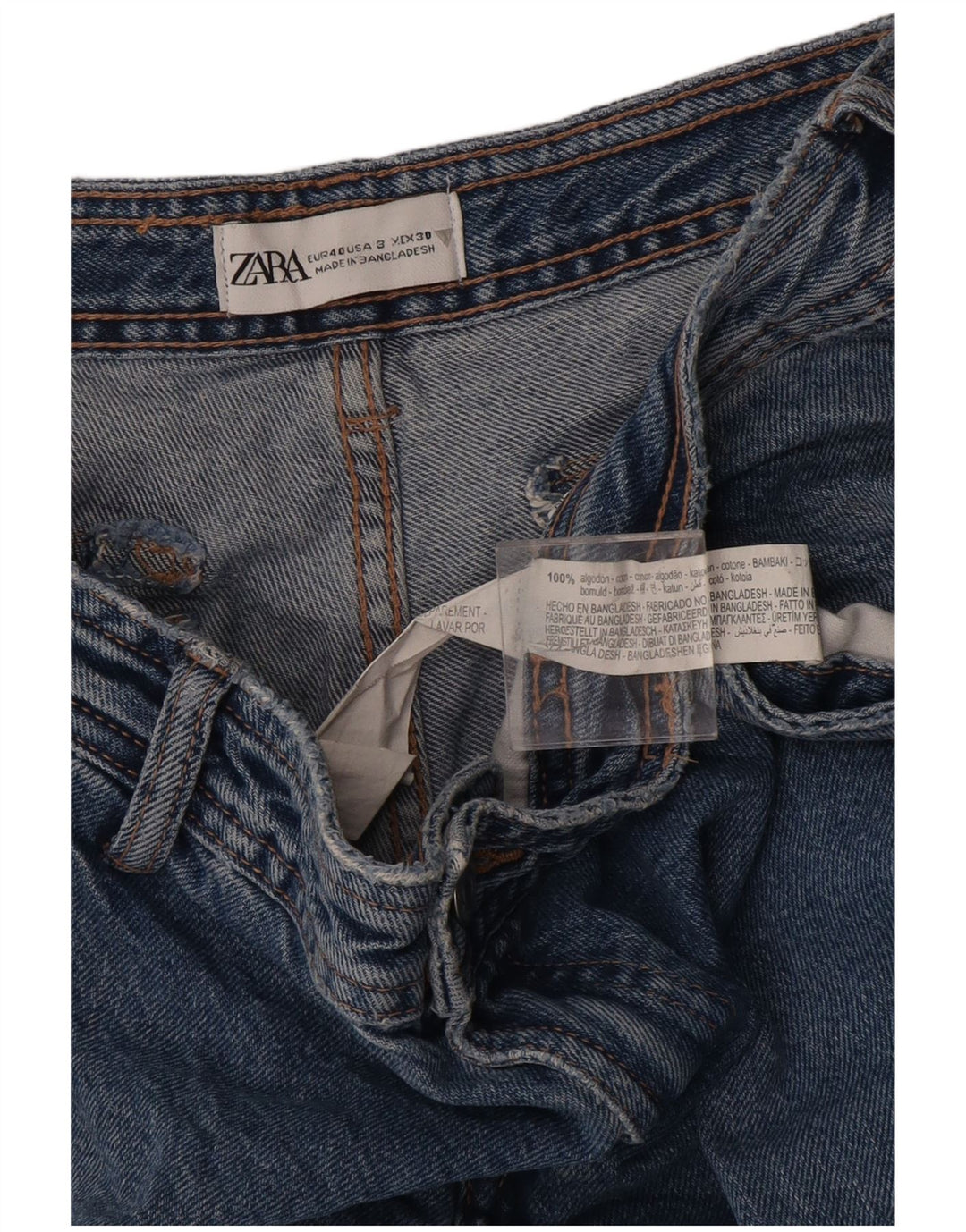 Jeans dritti cargo da donna Zara EU 40 medio W30 L31 cotone blu