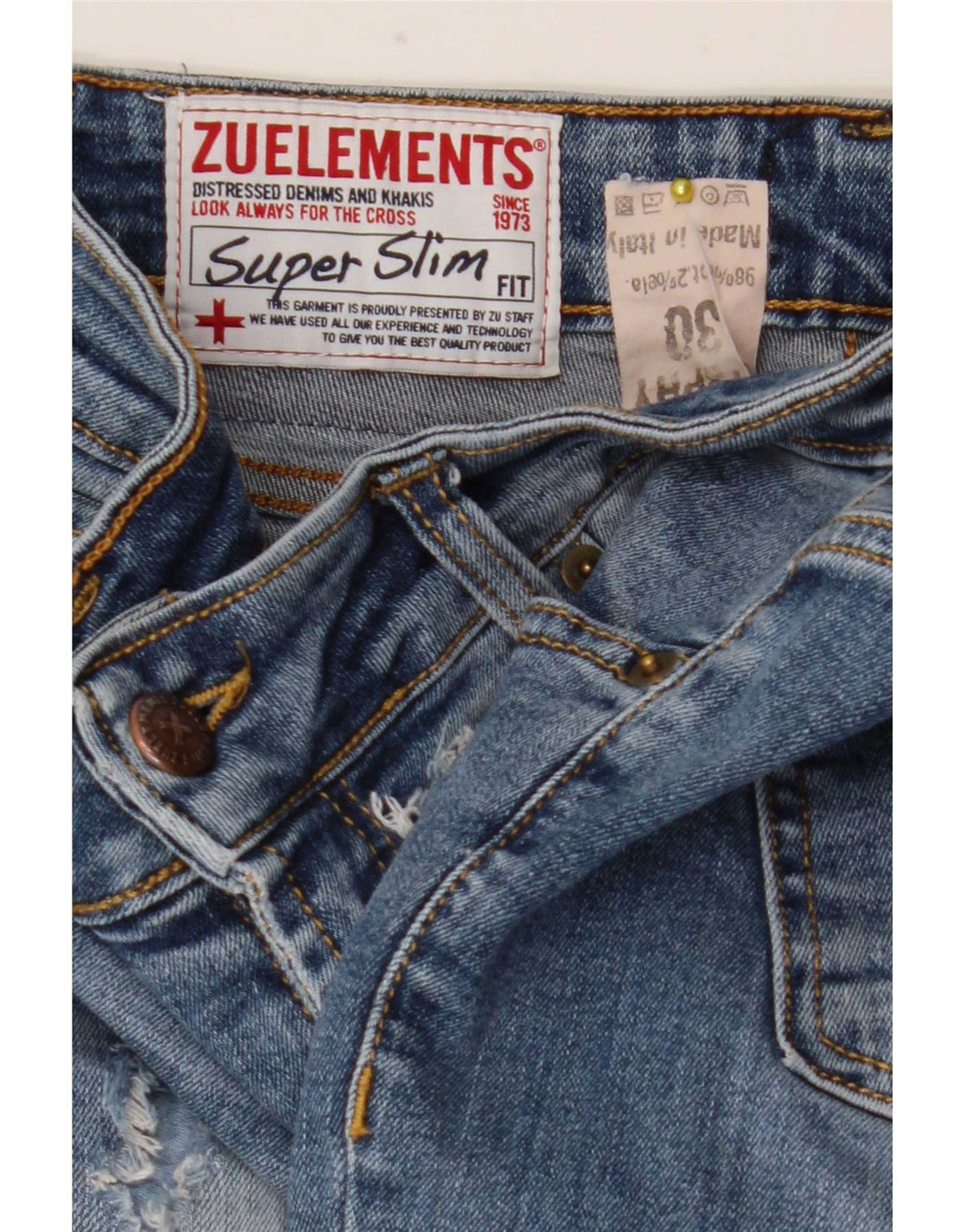 Jeans super slim effetto invecchiato da donna Zu Elements W30 L28 cotone blu