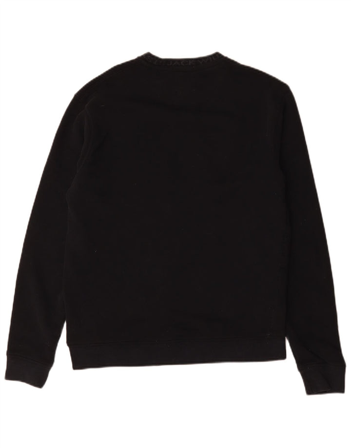 Felpa da uomo con vestibilità comoda grafica Jack Wills, piccola in cotone nero