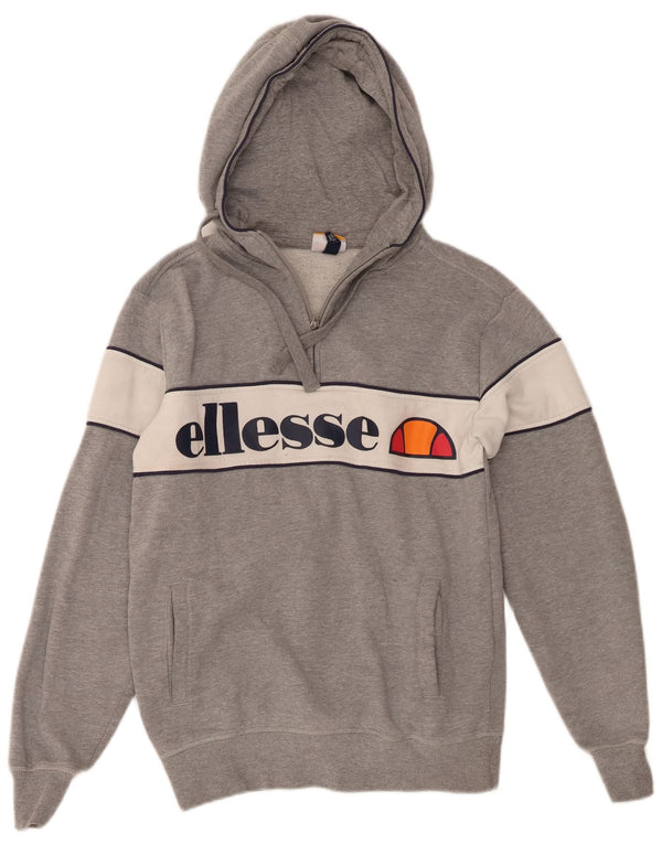 Felpa con cappuccio grafica da donna Ellesse con collo e zip UK 10 Small Grey Colourblock
