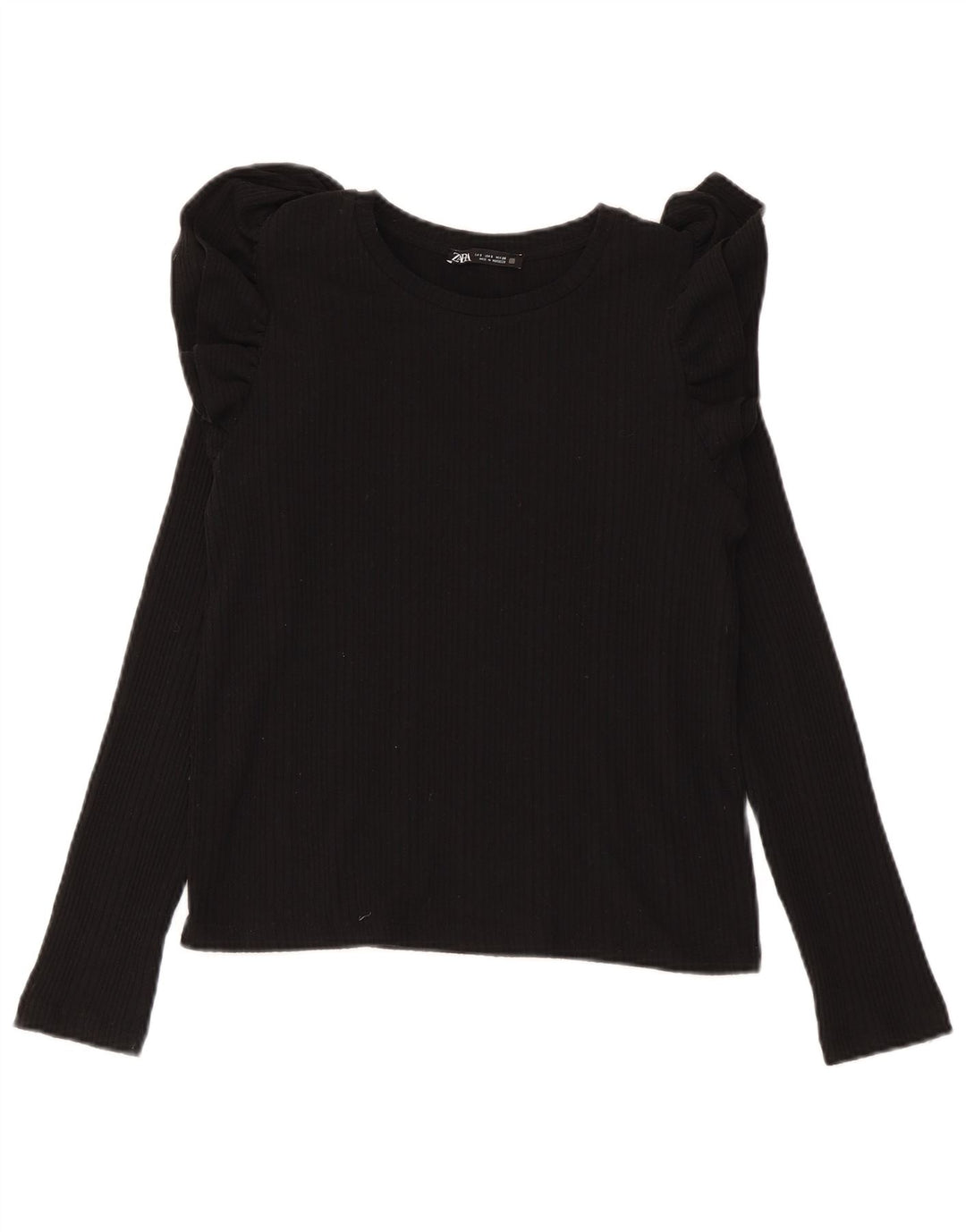 Top Zara da donna a maniche lunghe UK 10 piccolo in cotone nero