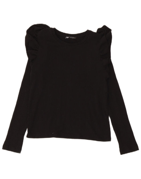 Top Zara da donna a maniche lunghe UK 10 piccolo in cotone nero