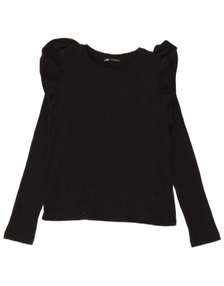Top Zara da donna a maniche lunghe UK 10 piccolo in cotone nero