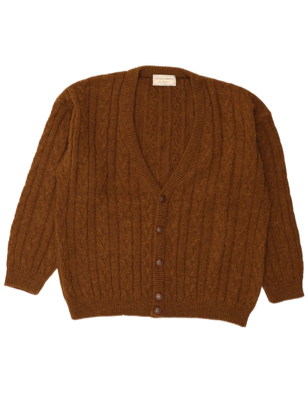 Maglione cardigan da uomo vintage IT 54 XL lana di alpaca marrone