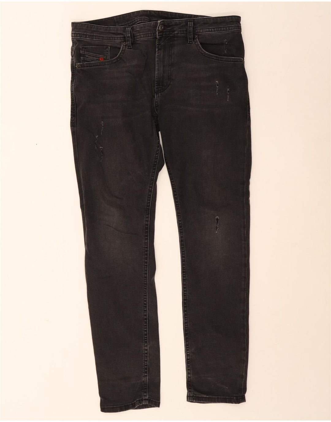 Jeans slim invecchiati da uomo Diesel W34 L30 in cotone grigio