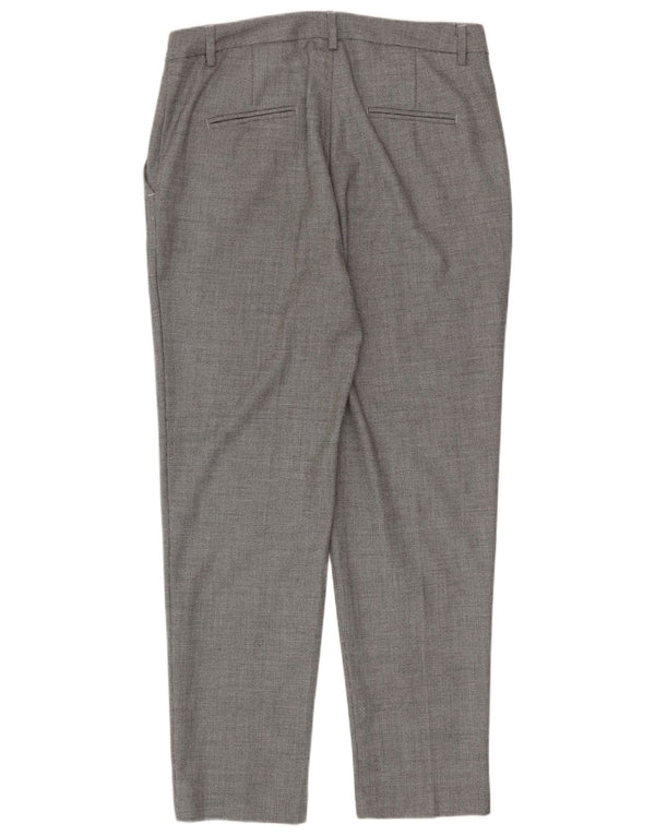 Pantaloni da abito affusolati da donna Benetton UK 12 Medium W32 L28 Pied de poule grigio