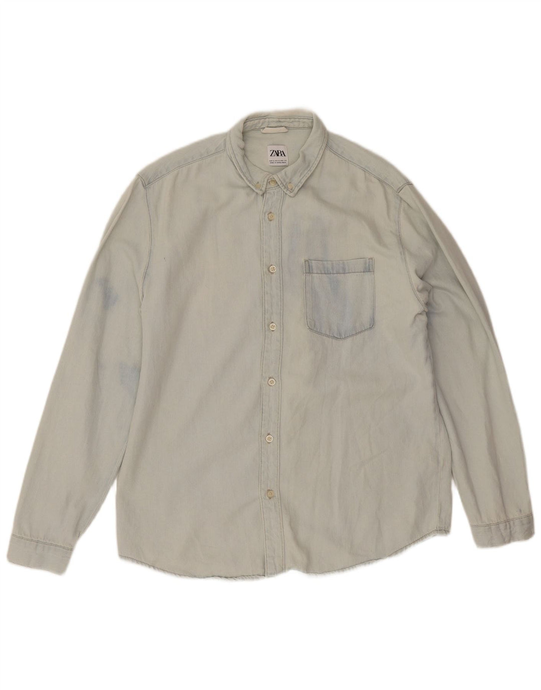 Camicia in denim da uomo Zara XL in cotone blu