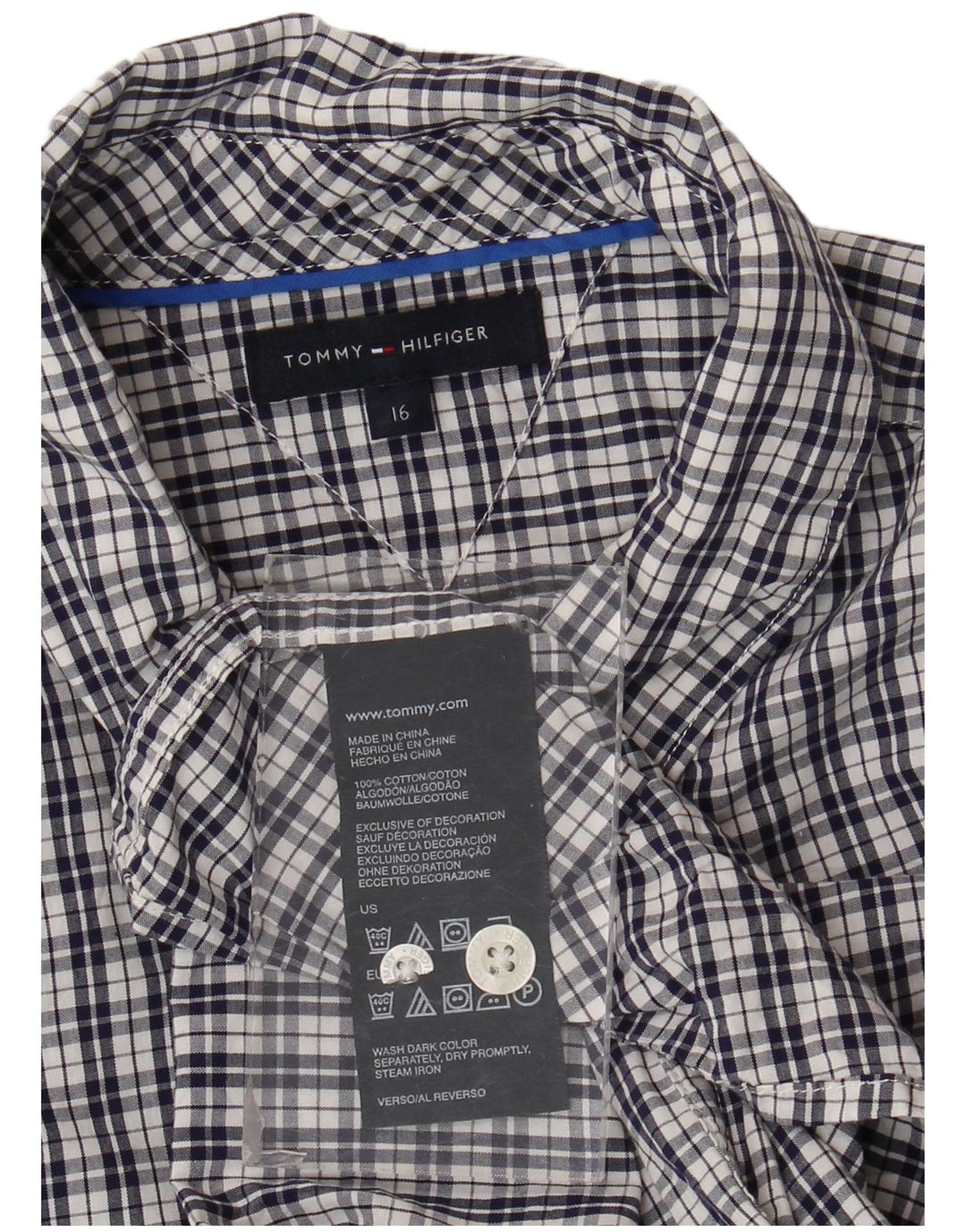 Camicia Tommy Hilfiger per ragazzi 15-16 anni in cotone a quadri blu navy