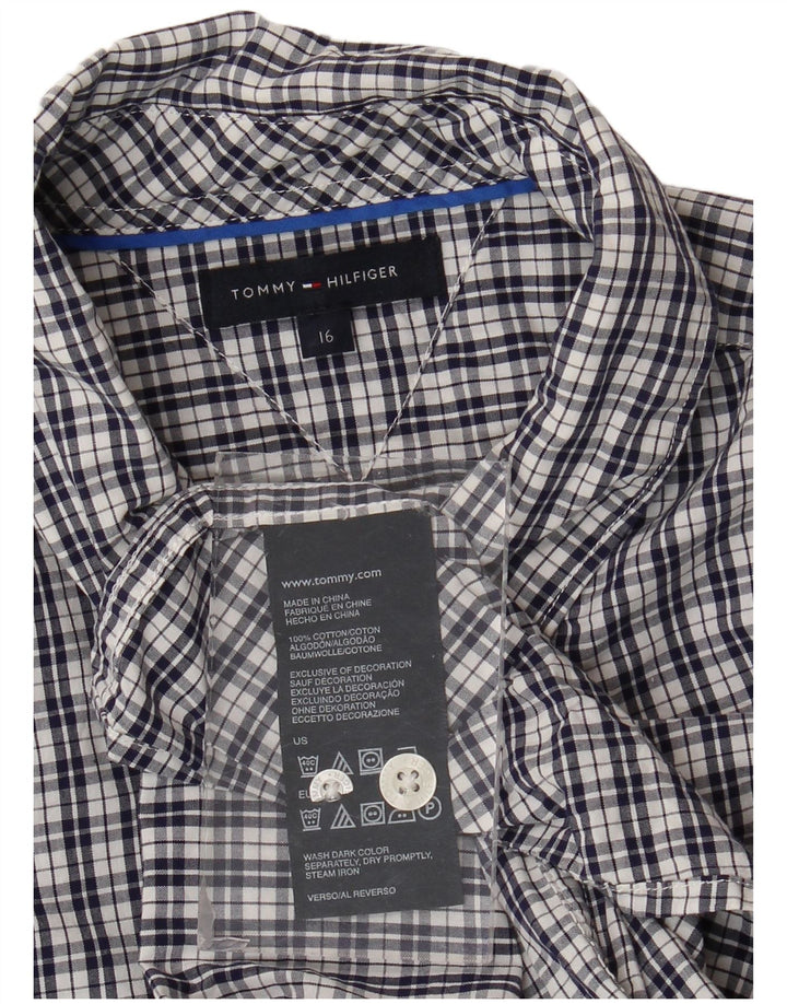 Camicia Tommy Hilfiger per ragazzi 15-16 anni in cotone a quadri blu navy