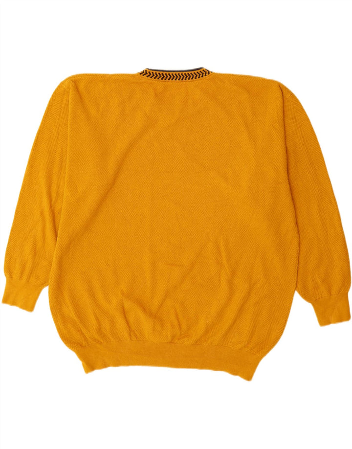 Maglione maglione girocollo da uomo Jaeger UK 44 XL cotone giallo