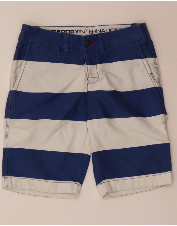 Pantaloncini chino da uomo SUPERDRY XS W28 blu navy a righe