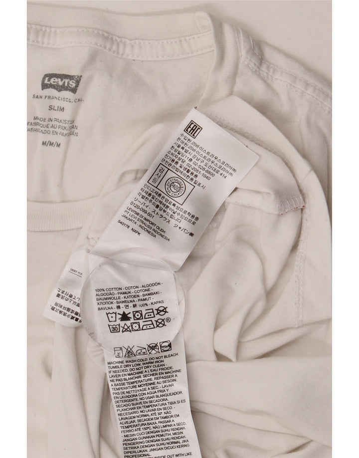 LEVI'S Mens Slim T-Shirt Top Medium White Cotton Vintage Levi's and Second-Hand Levi's from Messina Hembry 