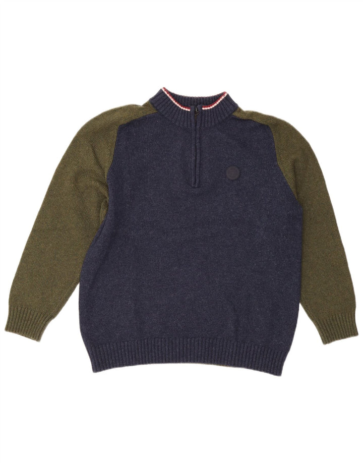 PEPE Jeans Maglione da uomo con zip e collo grande in lana color block blu navy
