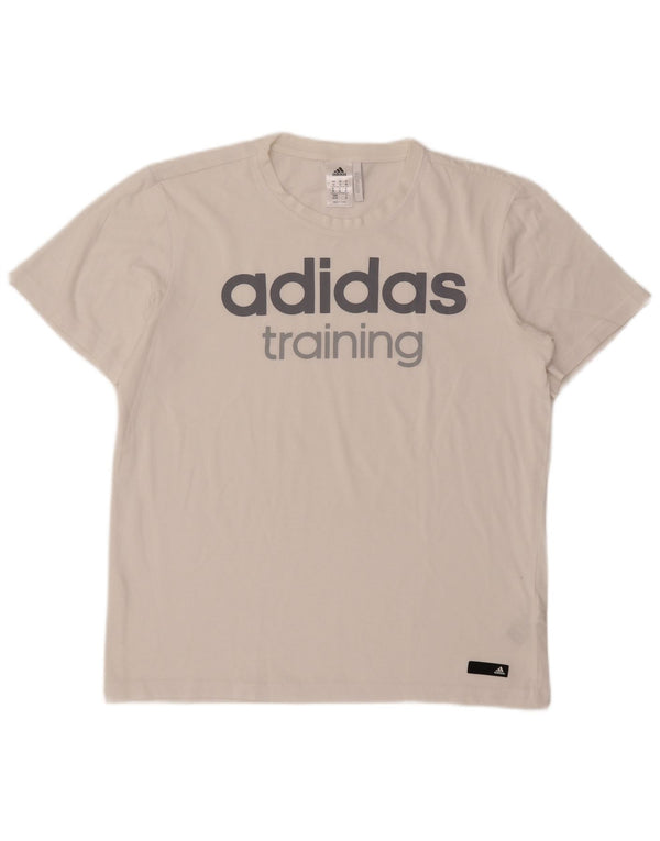 T-shirt grafica Adidas Climalite da uomo in cotone bianco medio