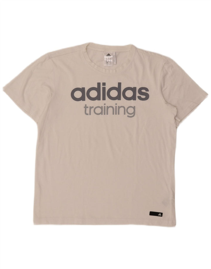 T-shirt grafica Adidas Climalite da uomo in cotone bianco medio