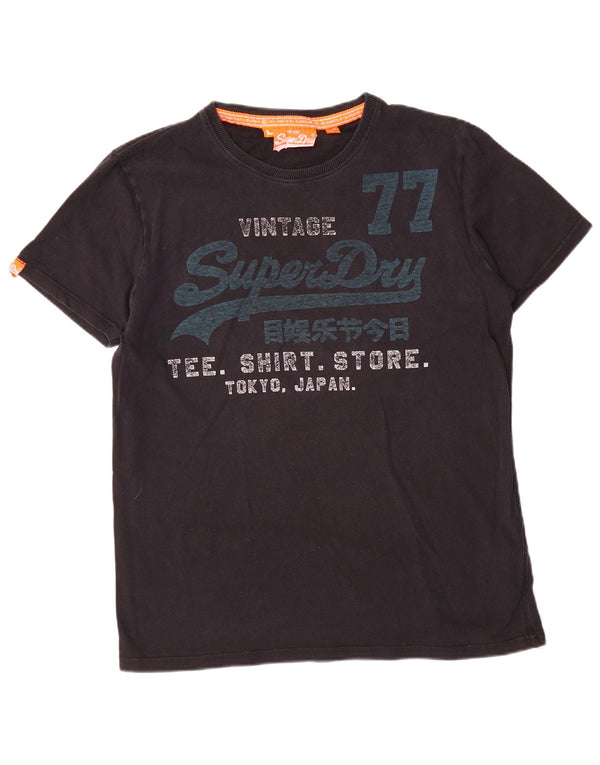 T-shirt grafica da uomo Superdry Top grande in cotone nero