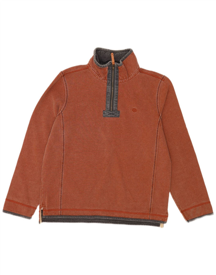 Felpa da uomo con collo con zip Fat Face, maglione, cotone marrone medio
