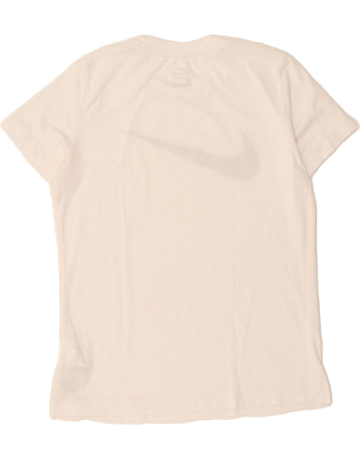 NIKE Womens Dri Fit Graphic T-Shirt Top UK 10 Small White Polyester Vintage Nike and Second-Hand Nike from Messina Hembry 