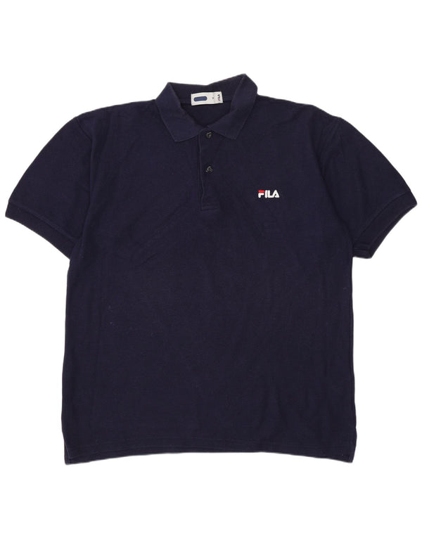 Fila Mens Polo Shirt Medium Navy Blue Cotton