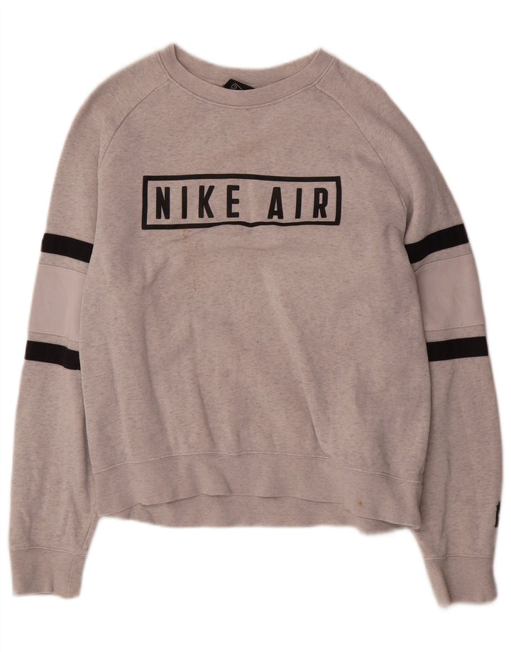 Felpa oversize da donna Nike, maglione UK 10, piccolo cotone grigio screziato