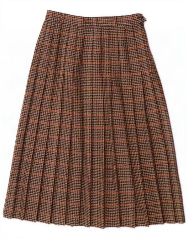 Gonna a pieghe da donna Avoca media W28 marrone pied de poule in lana vergine