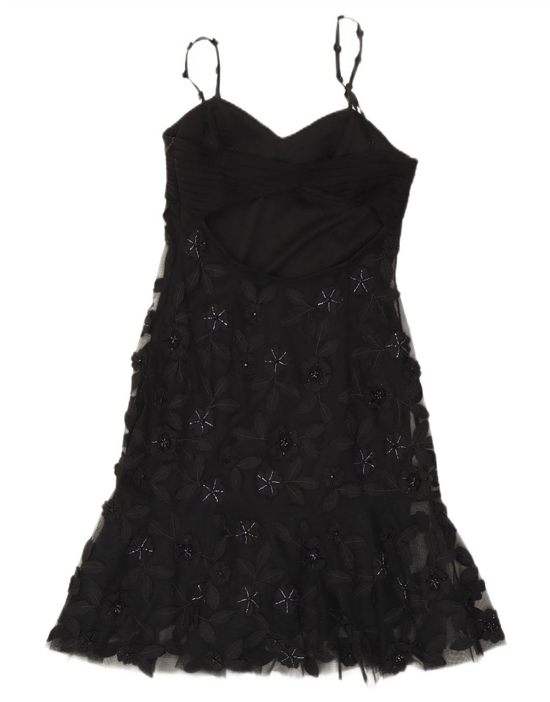 Abito sottoveste vintage da donna EU 38 poliestere floreale nero medio