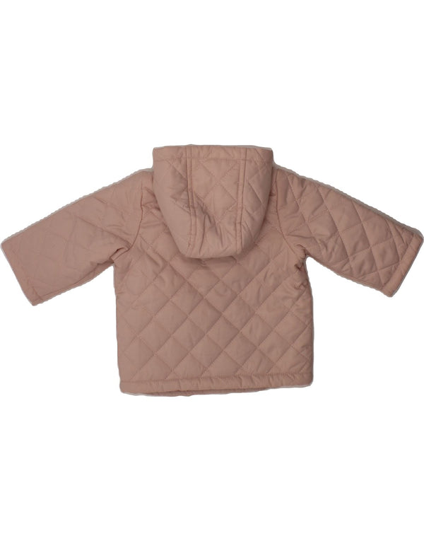 BENETTON Baby Girls Hooded Quilted Jacket 3-6 Months Pink Polyester