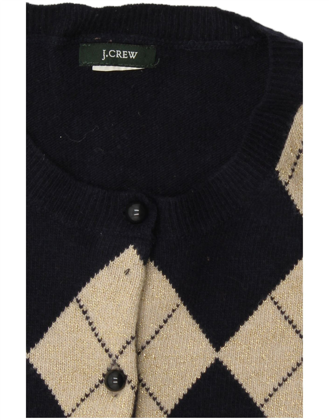 J. CREW Maglione cardigan da uomo UK 6 XS Blu navy Argyle/Diamante