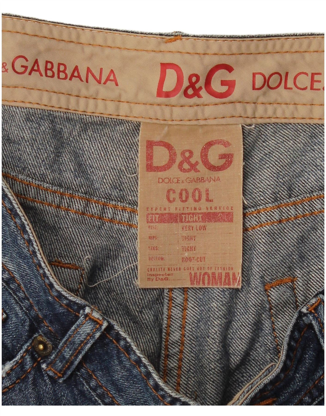 DOLCE & GABBANA Jeans bootcut da donna attillati a vita bassa W34 L30 Blu