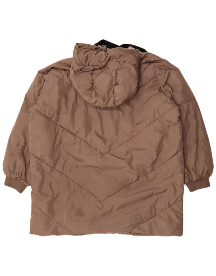 Cappotto imbottito oversize con cappuccio da donna Zara UK 18 XL poliestere marrone