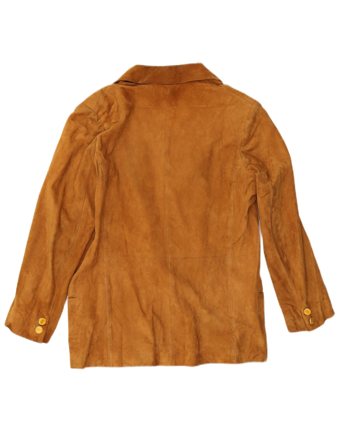 Giacca blazer vintage da donna in pelle scamosciata a 2 bottoni UK 12 in pelle beige media