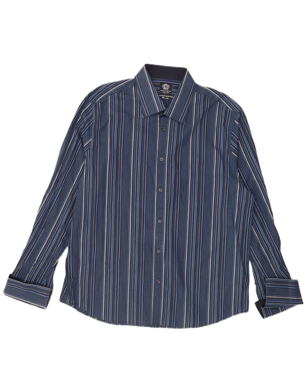 Camicia formale da uomo French Connection 2XL cotone a righe blu navy