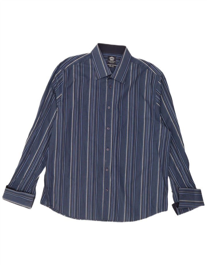 Camicia formale da uomo French Connection 2XL cotone a righe blu navy