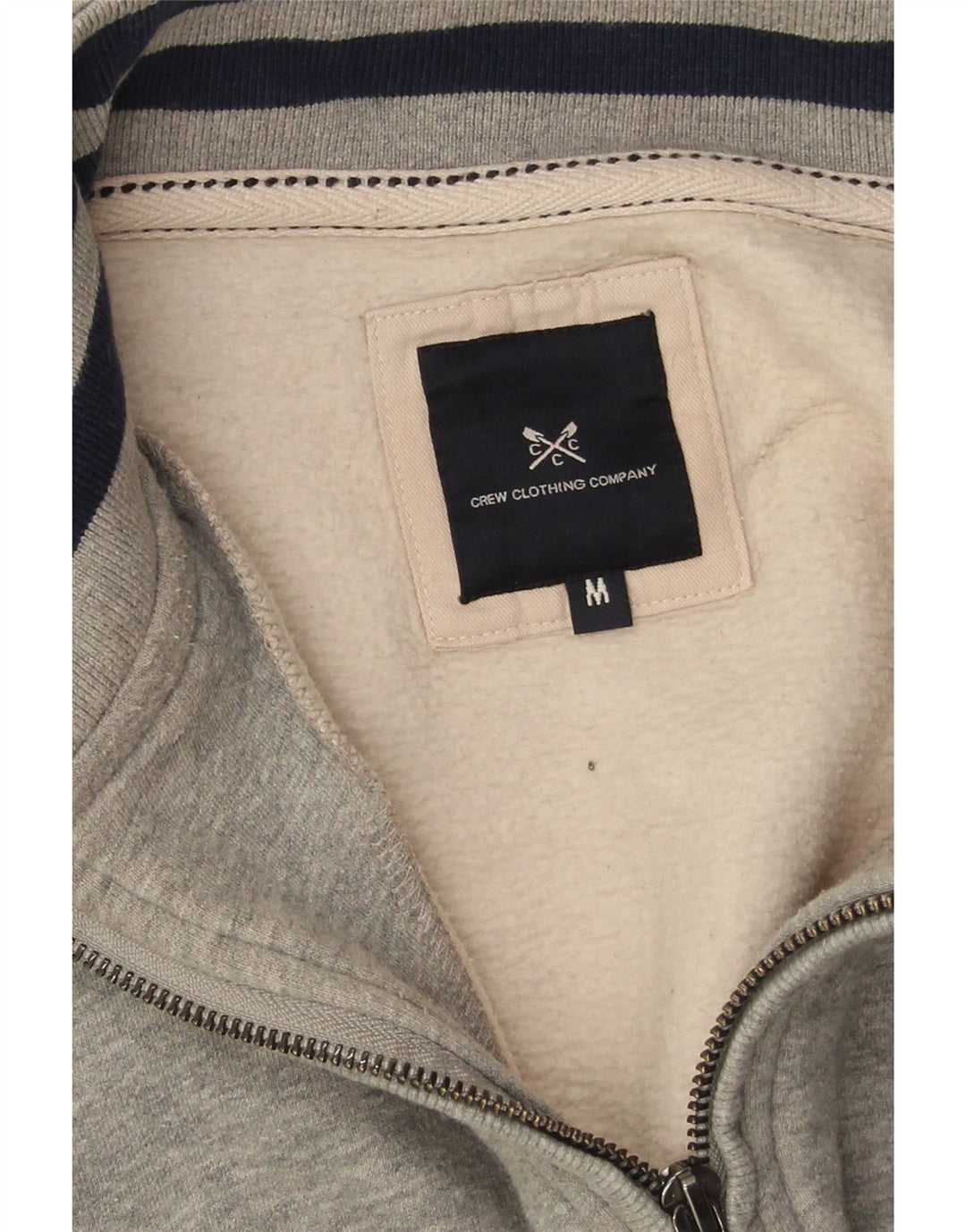 Crew Clothing Felpa con collo con zip da uomo Maglione in cotone grigio medio