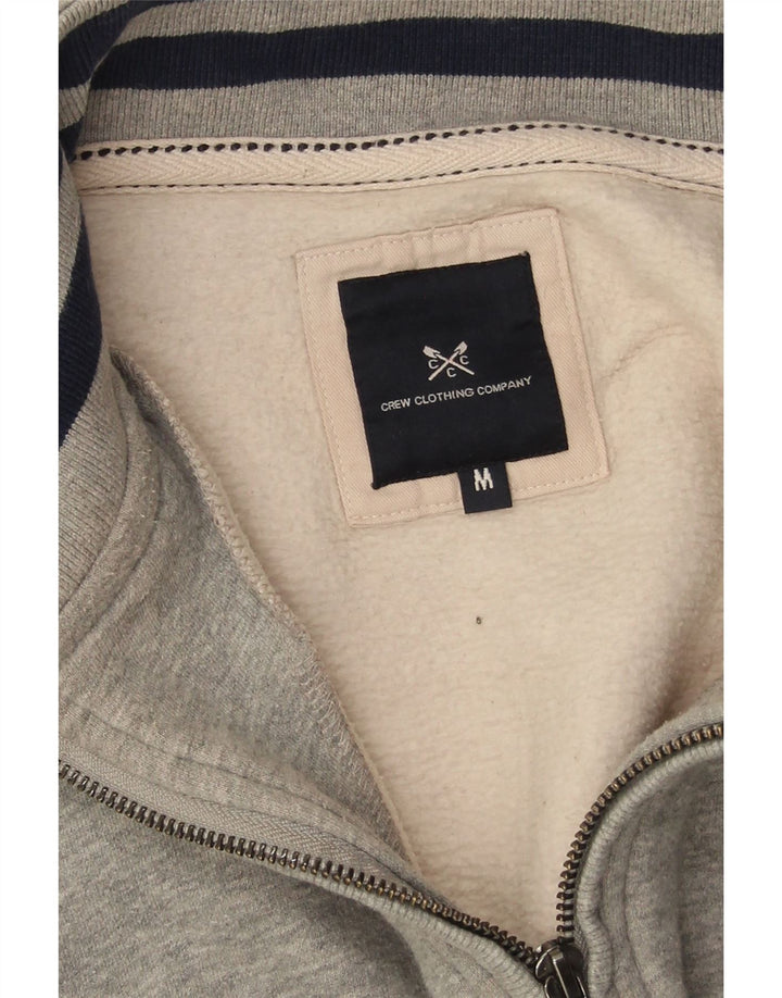 Crew Clothing Felpa con collo con zip da uomo Maglione in cotone grigio medio