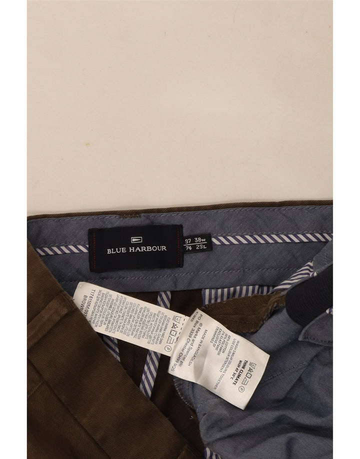 Pantaloni da abito affusolati Marks & Spencer da uomo blu Harbour W38 L29 Marrone