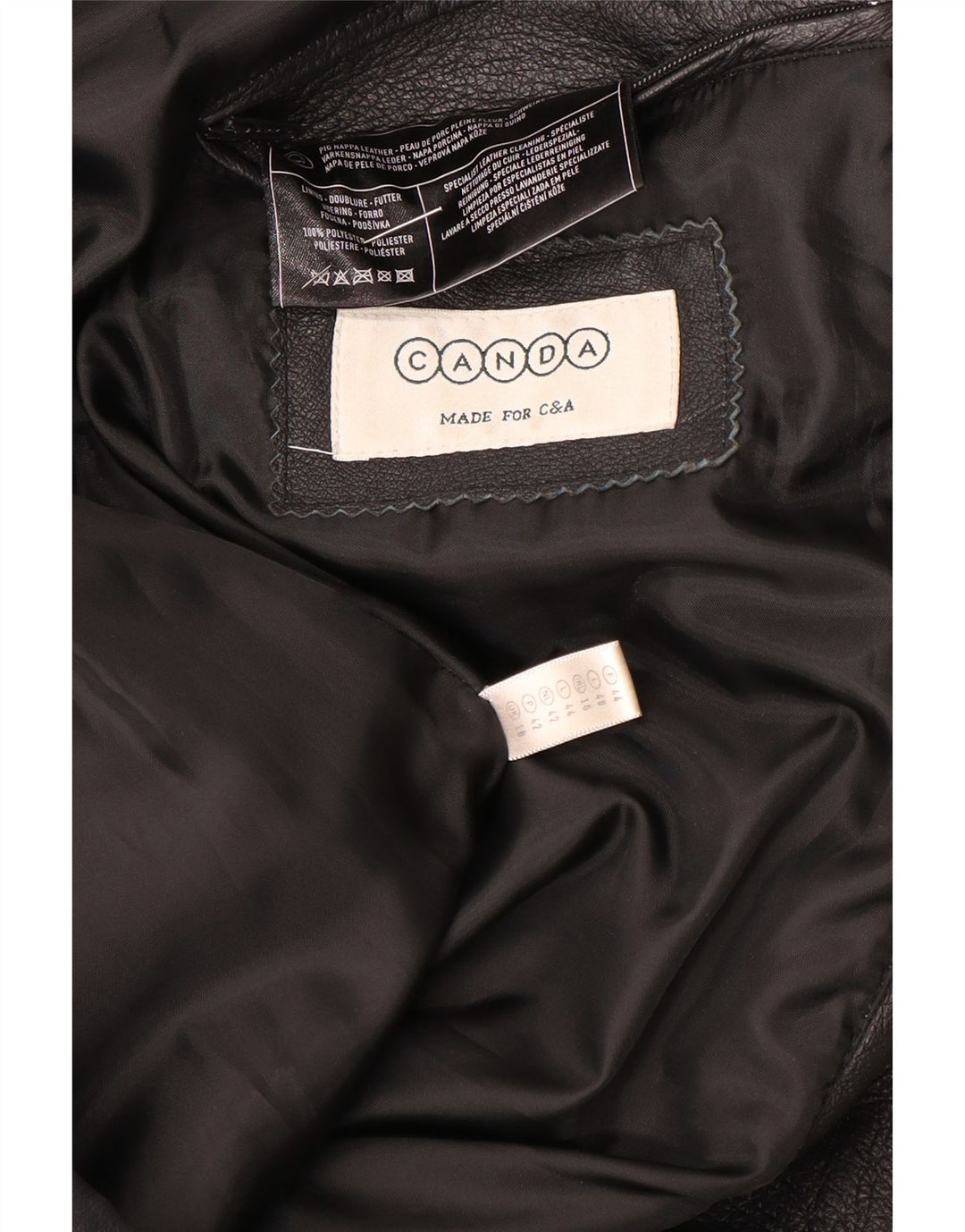 Giacca in pelle da donna Canda UK 16 grande in pelle nera