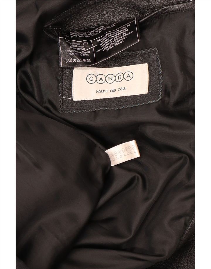 Giacca in pelle da donna Canda UK 16 grande in pelle nera