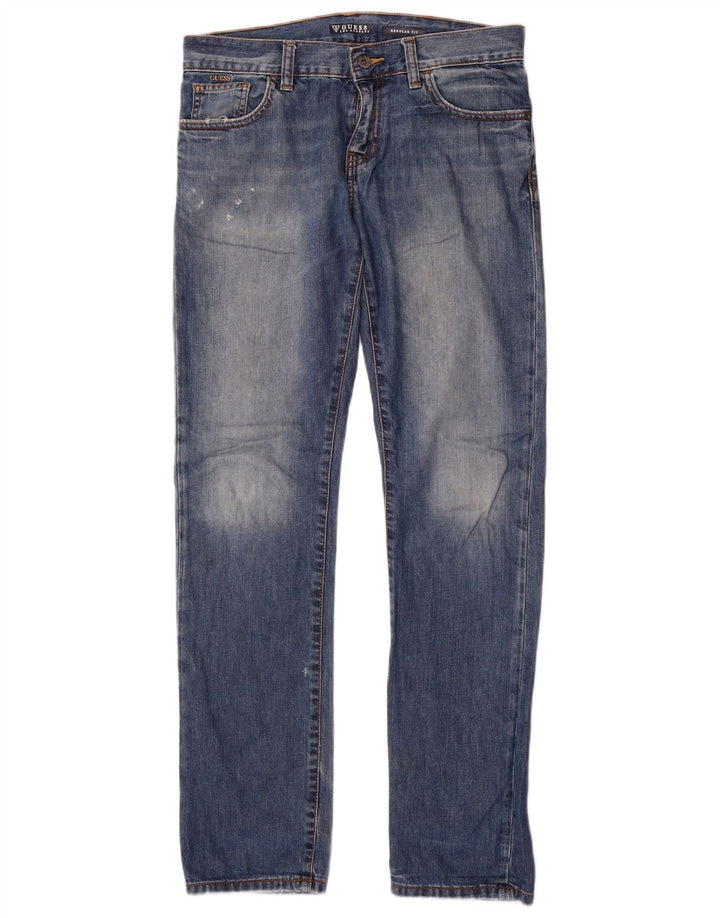 Jeans dritti Guess ragazzo con vestibilità regolare effetto invecchiato 15-16 anni W32 L33 Blu