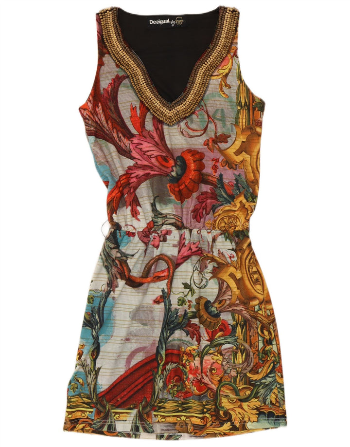 Desigual Abito basic senza maniche da donna UK 10 Piccolo floreale multicolore