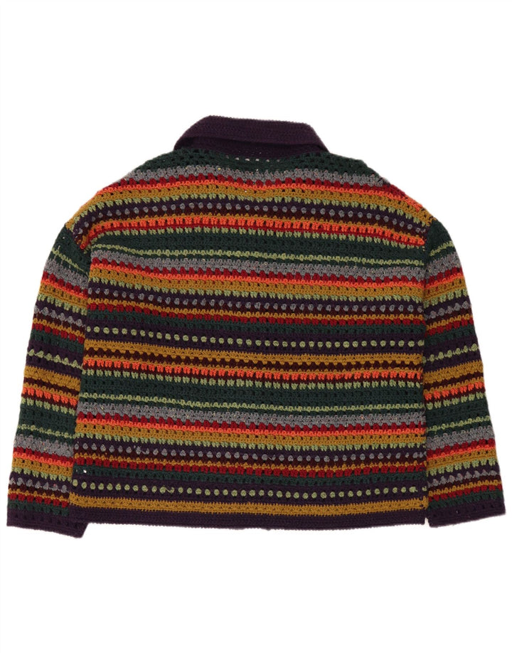 Maglione cardigan oversize da donna Unif UK 10 piccolo a righe multicolore