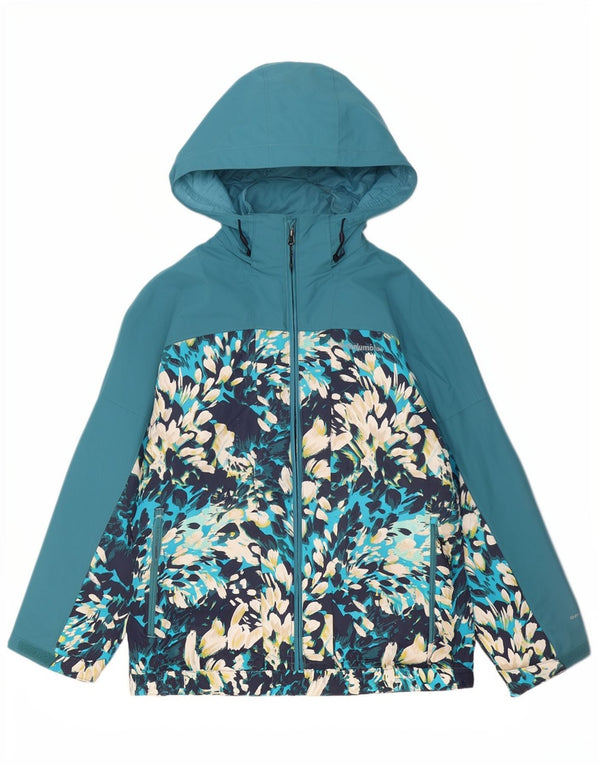 Giacca a vento con cappuccio da donna Columbia UK 10 Small Poliestere floreale blu