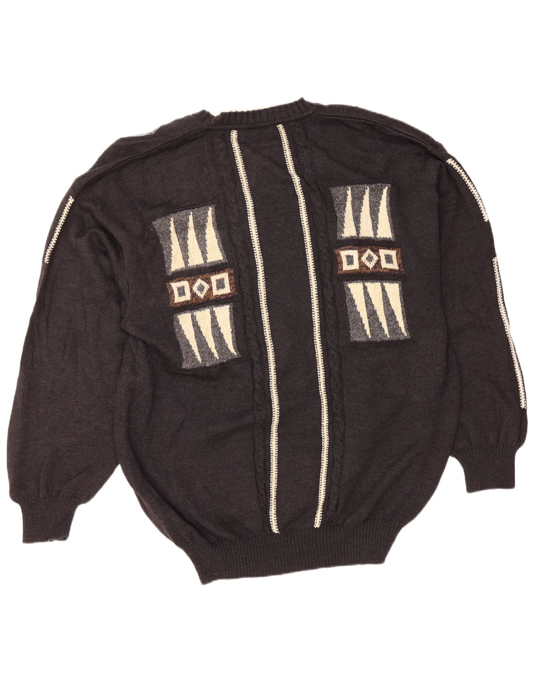 UMBERTO BILANCIONI Maglione da uomo con scollo a V 2XL Lana geometrica grigia