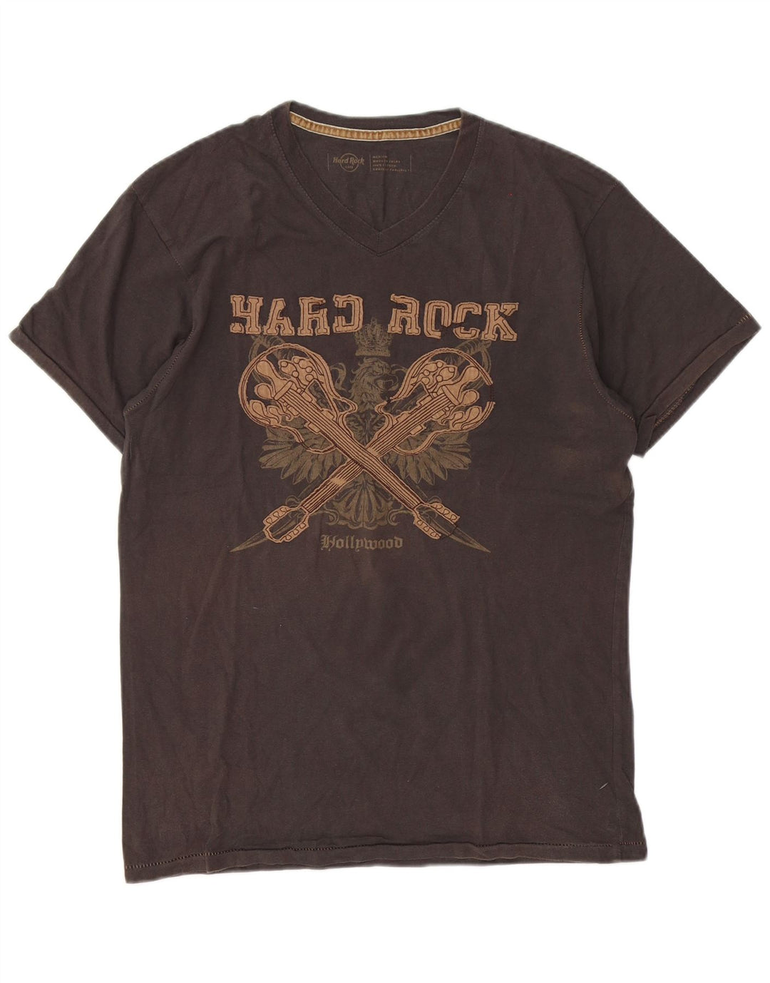 T-shirt grafica da uomo Hollywood Hard Rock Cafe in cotone grigio medio