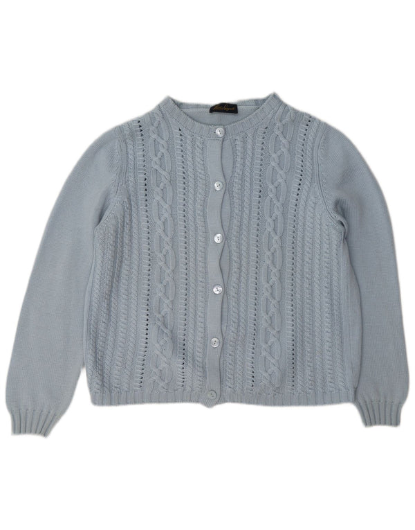 Luisa Spagnoli maglione cardigan da donna UK 16 grande lana blu